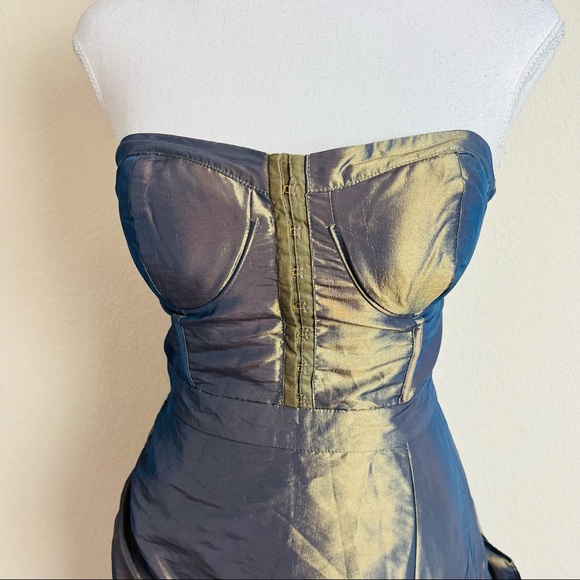 Twelve By Twelve Gold ColorShift Bustier Hook Floral Embellished Mini Dress - Picture 5 of 9